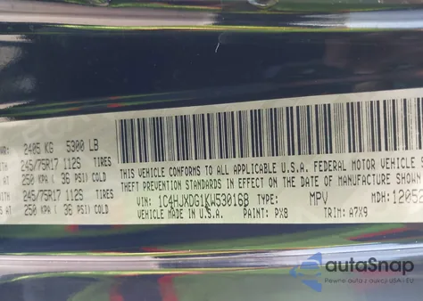 2019 Jeep Wrangler Unlimited Sport S 4X4 from USA, damaged, VIN 1C4HJXDG1KW530168